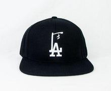 Load image into Gallery viewer, Black/White LA LightPole Embroidered Snapback Hat