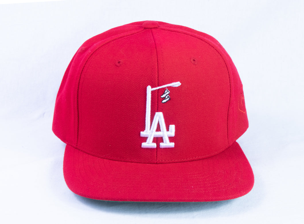 Red/White LA LightPole Embroidered Snapback Hat
