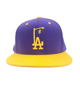 Load image into Gallery viewer, Purple/Gold Kobe 8/24 Tribute LA LightPole Embroidered Snapback Hat